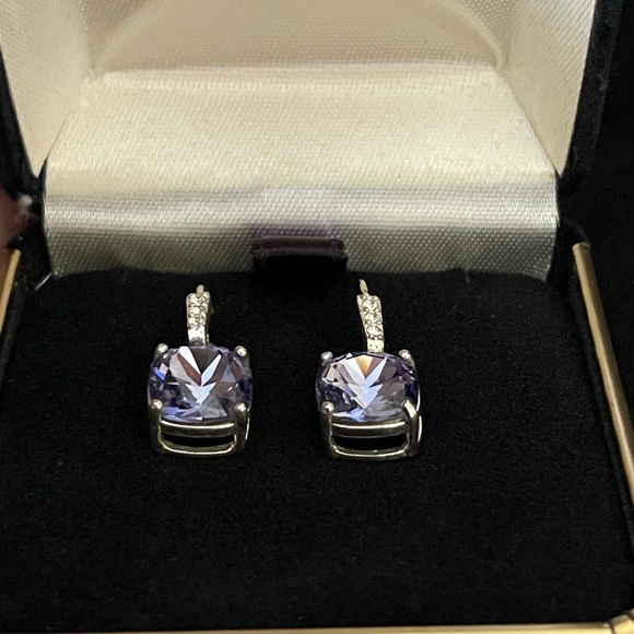 LA vintage Jewelry - Vintage Large Purple C/Z Earrings